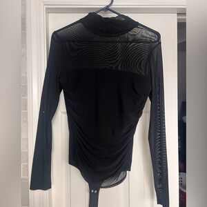 ReoRia Black Sheer Long Sleeve Bodysuit